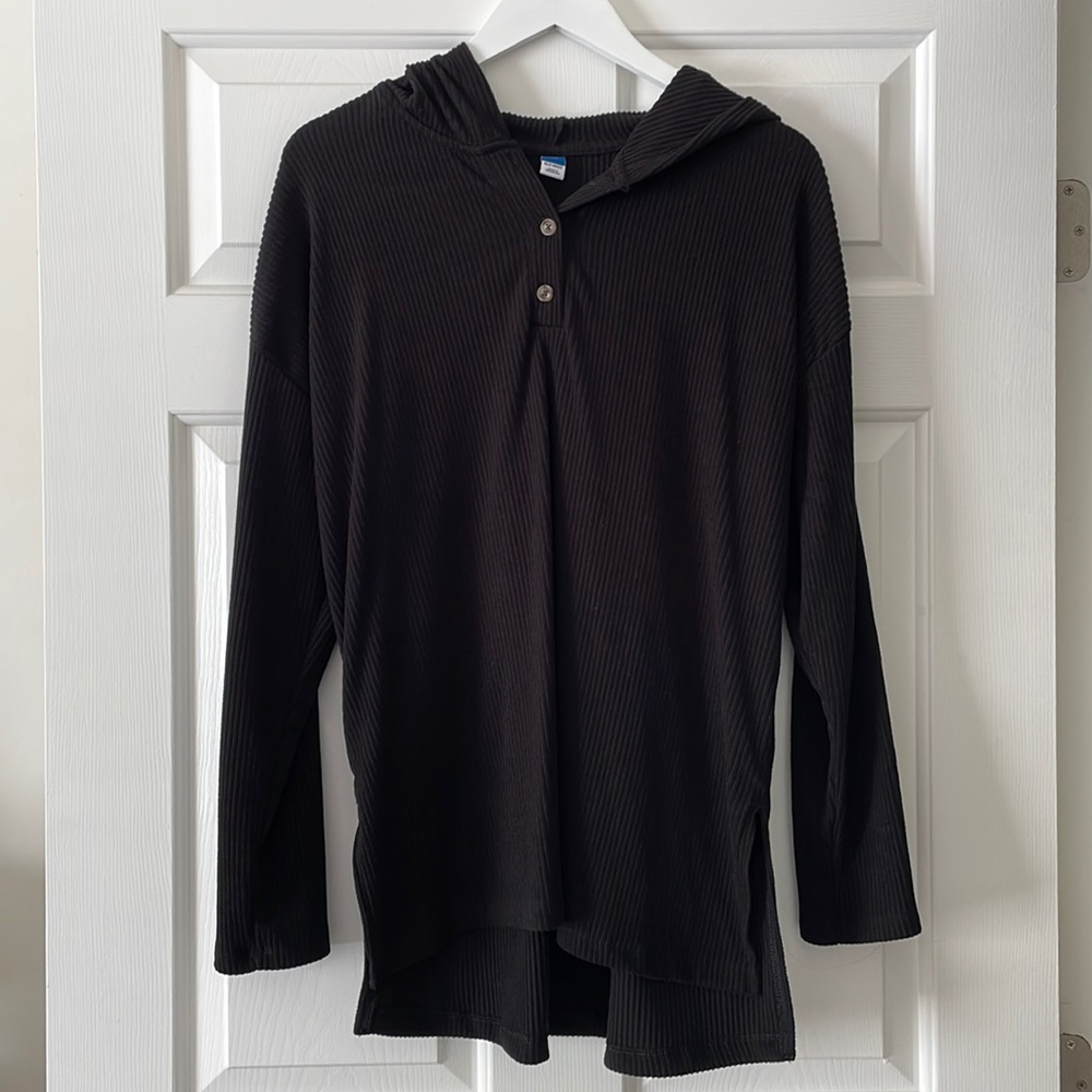 Black hooded sweater